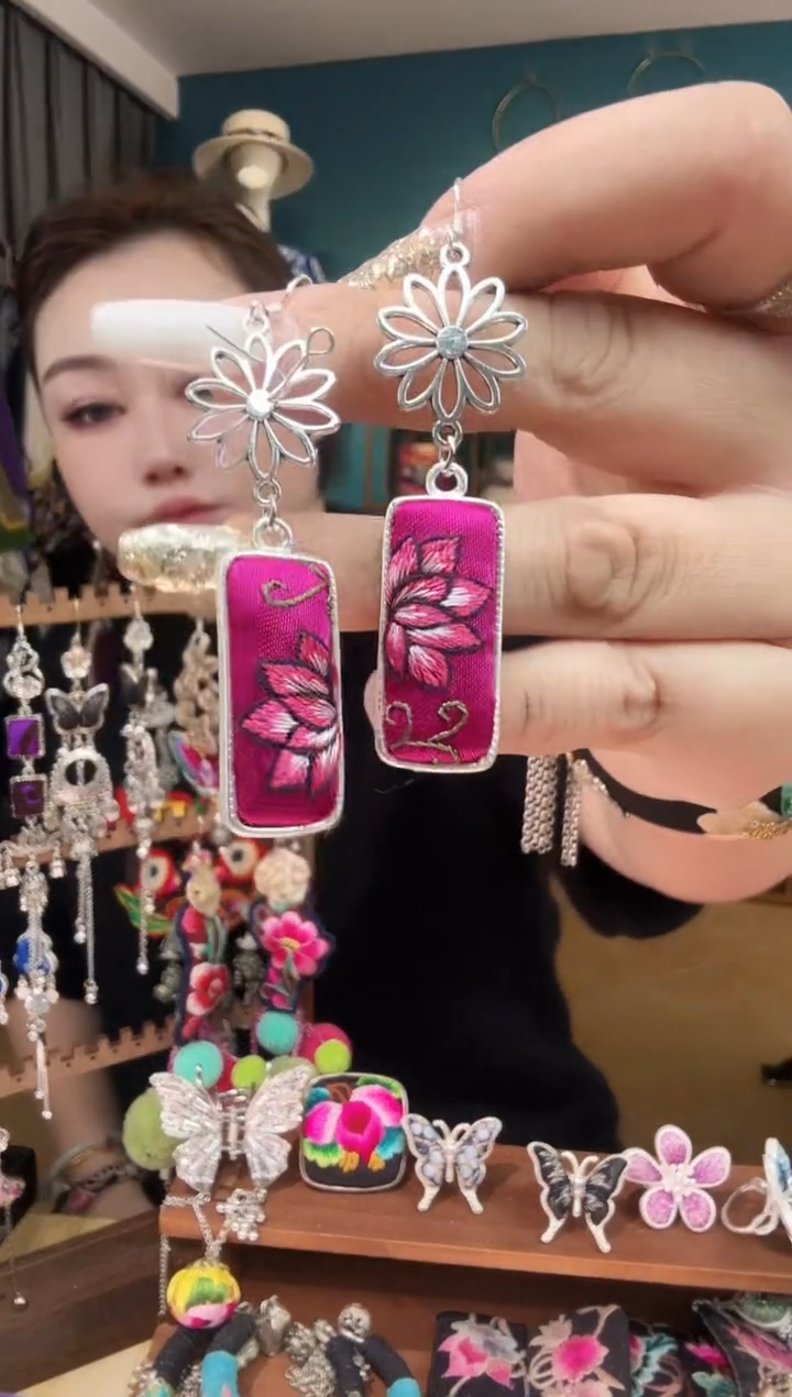 刺绣纯手工民族风刺绣耳环