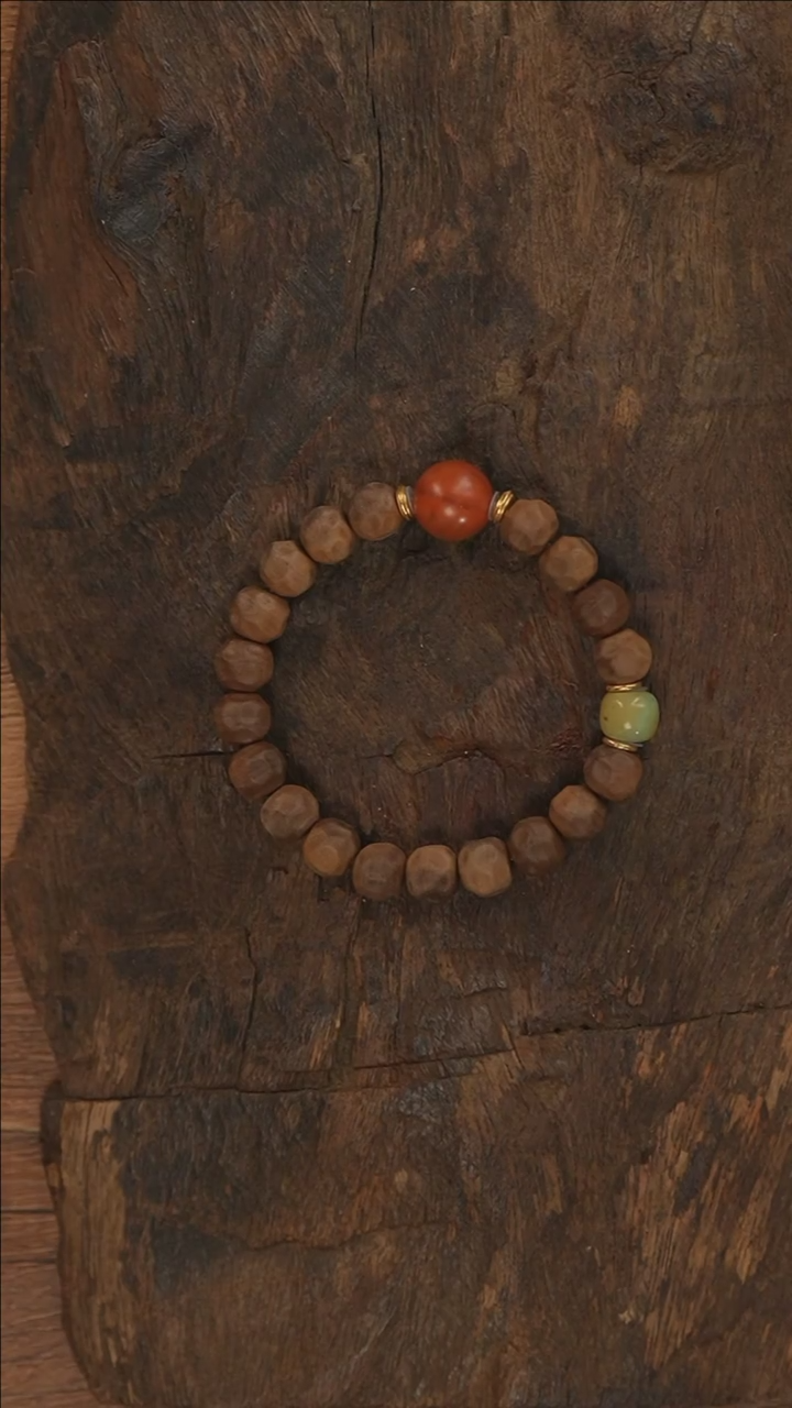 【闪购商品】檀香木手串18K金镶嵌定制-A3242