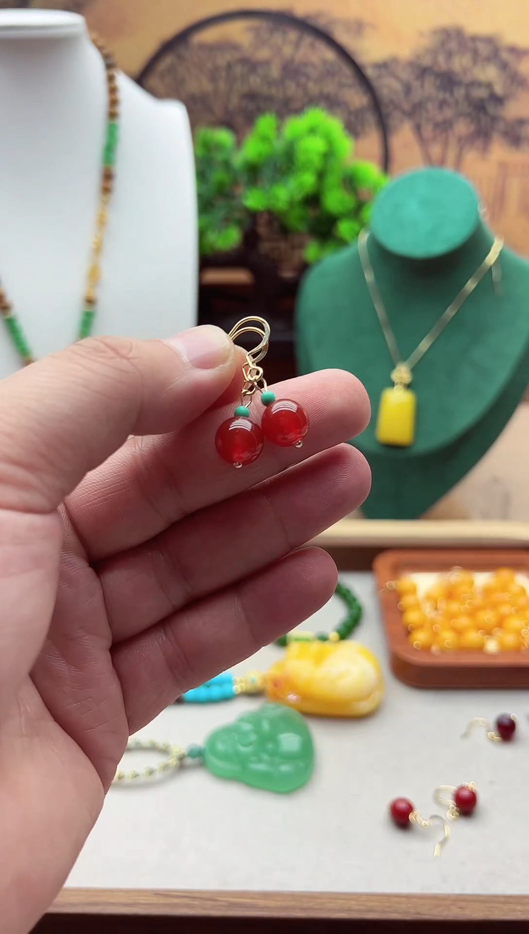 【闪购商品】南红玛瑙耳饰14K金镶嵌E228  