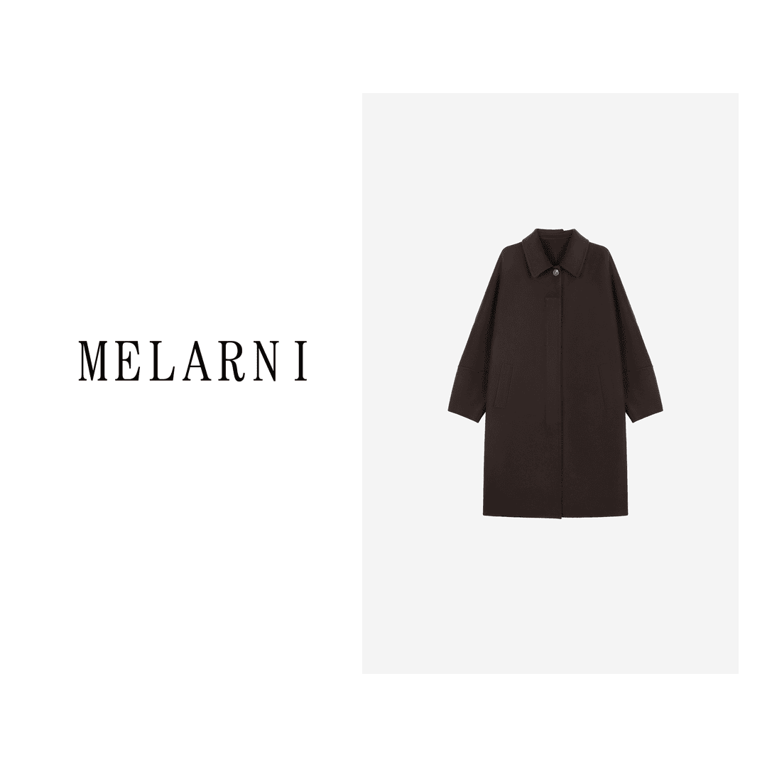 【MELARNI】软糯柔软纯色长款毛呢大衣MLN10901