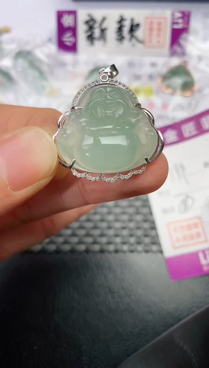 颈饰银S925镶嵌翡翠东*挂件