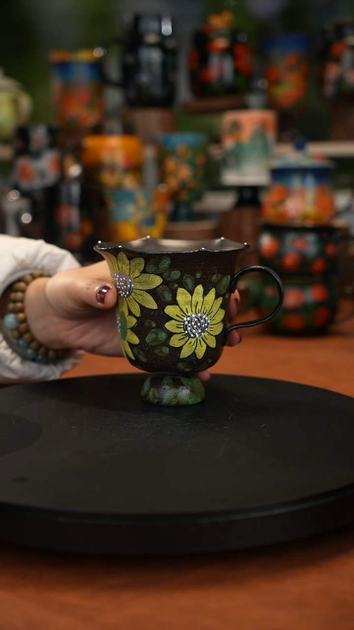 紫砂油画手绘釉下彩