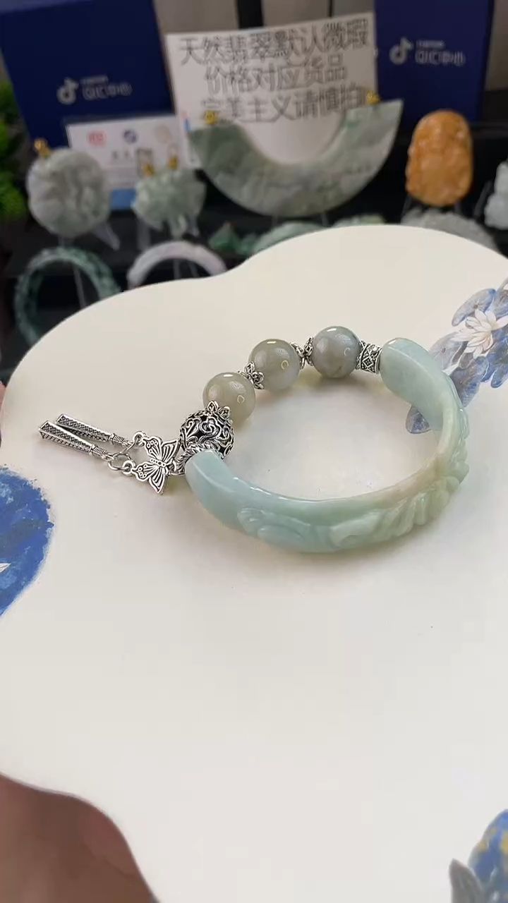 未镶嵌手链翡翠手工定制默认微瑕播介绍为准