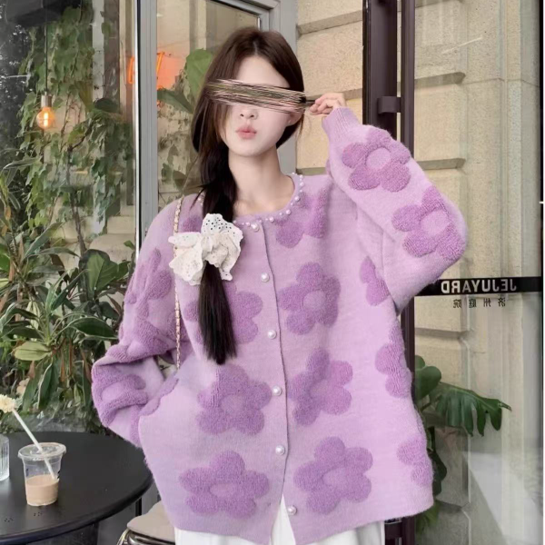 W401-500冬季新款浪漫甜美可爱开衫毛衣（不是主图以直播间为准）