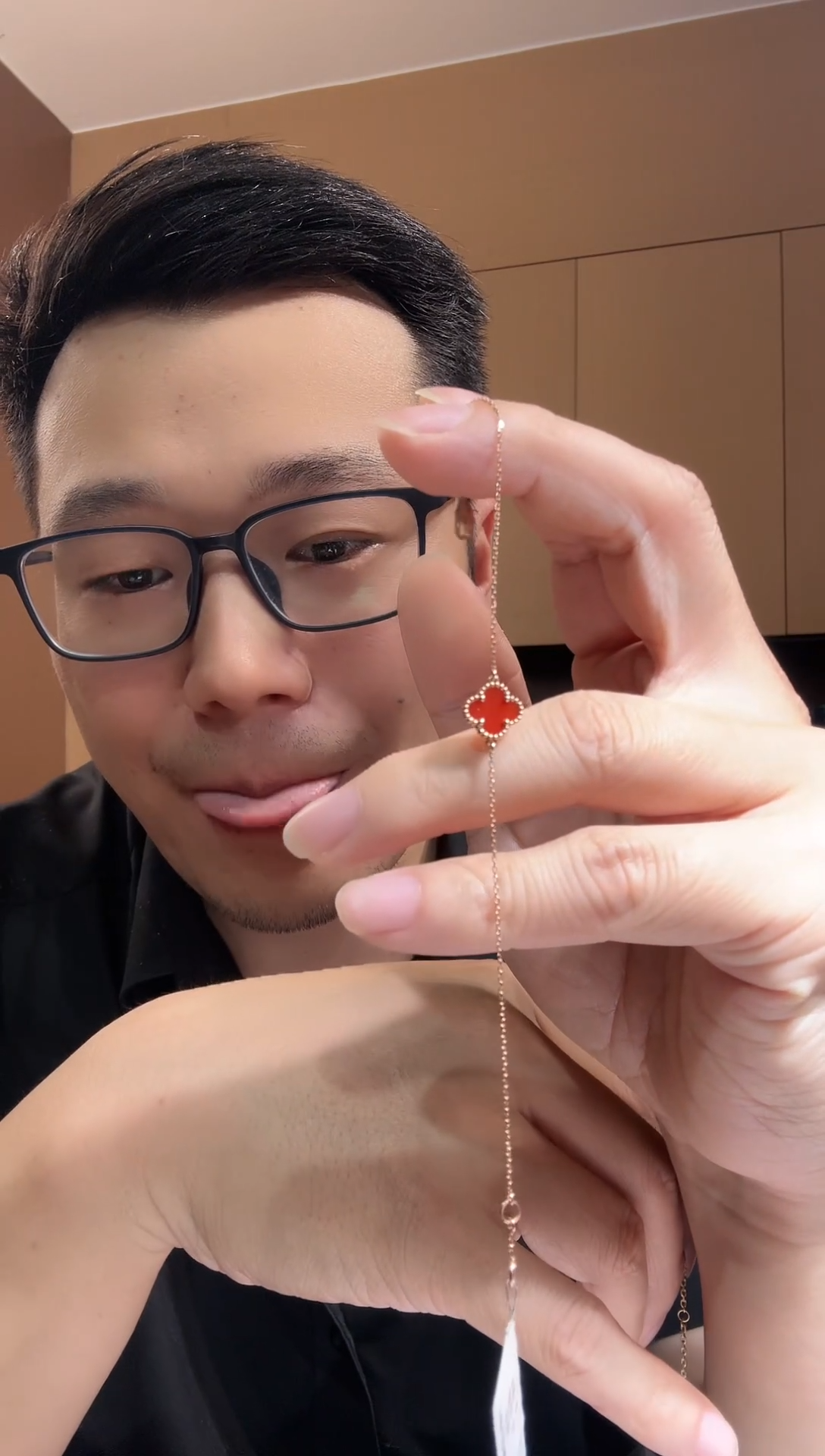 【闪购商品】玛瑙/玉髓手链18K金镶嵌红色k黄，小号单花手链GHJ 