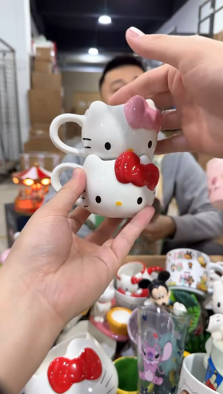 瓷片kkkt 一口杯 红色加粉色