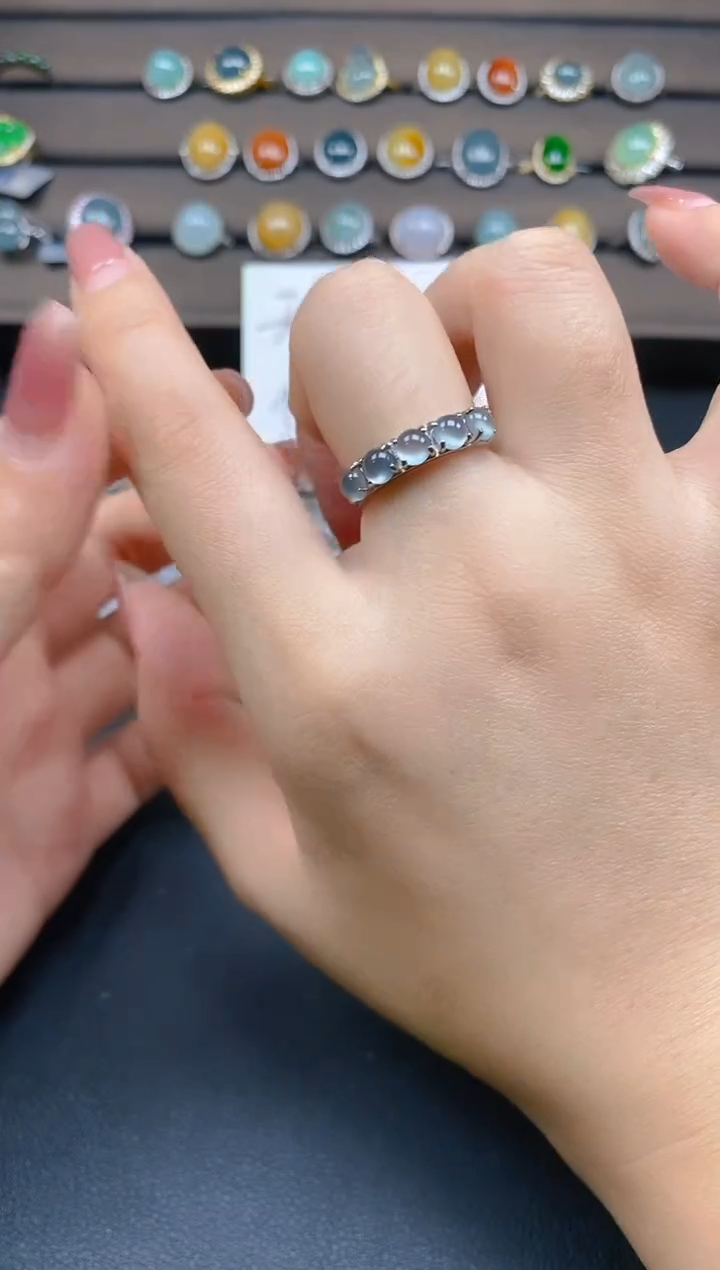 翡翠戒指银S925镶嵌89