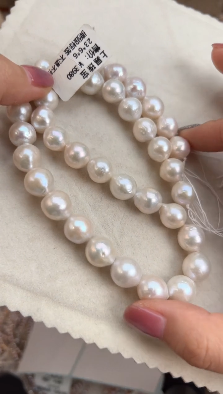 未镶嵌6淡水珍珠美人泪*强光珍珠项链10mm+