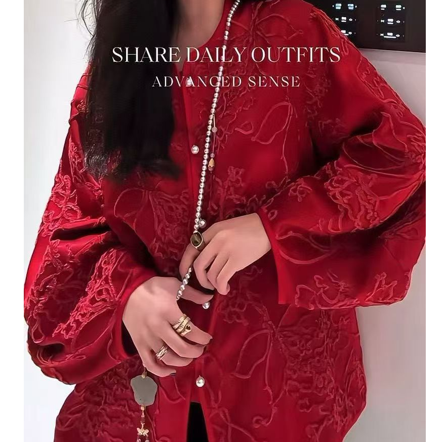 翡德莉丝【中国红外套】冰心推荐小众宽松款植绒外套上衣