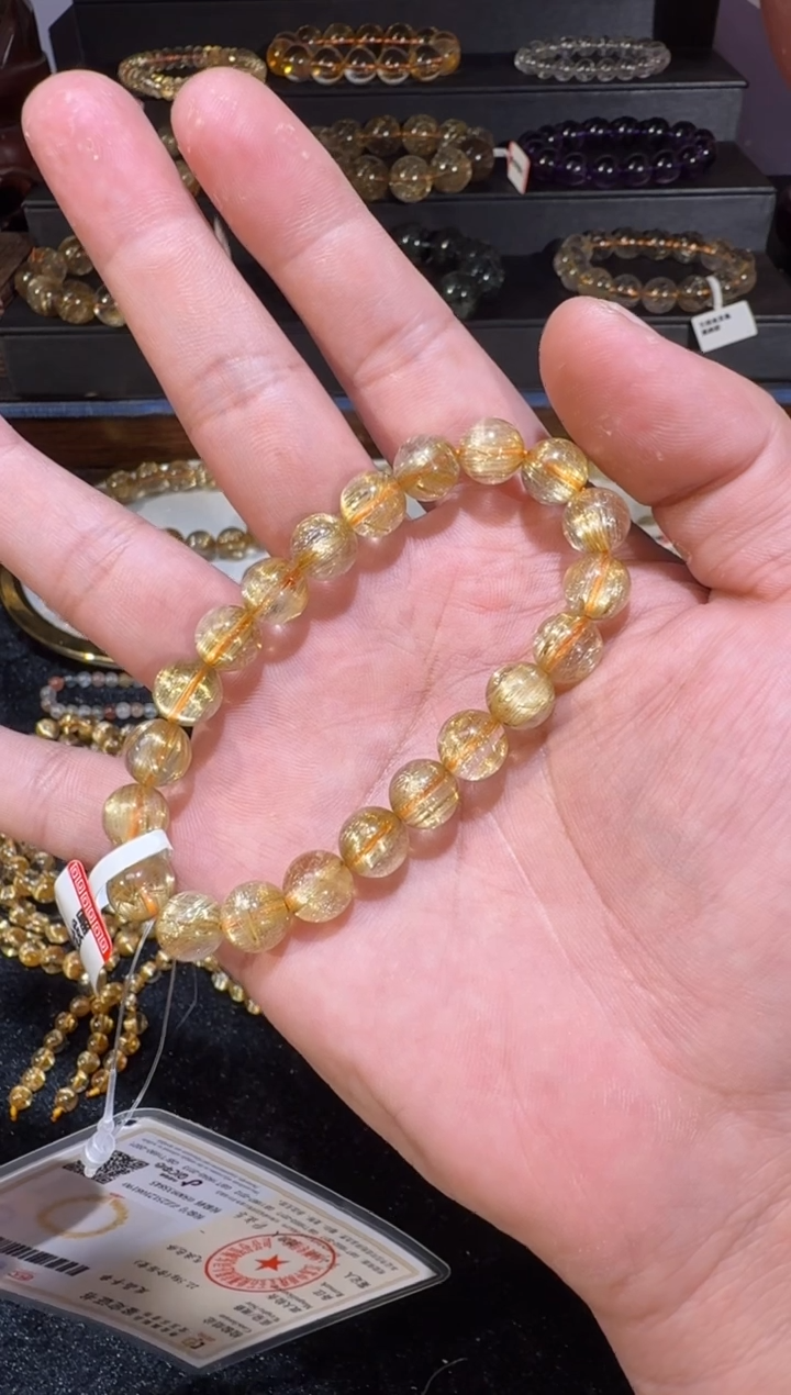 未镶嵌手串发晶SJ-046金发晶9m+
