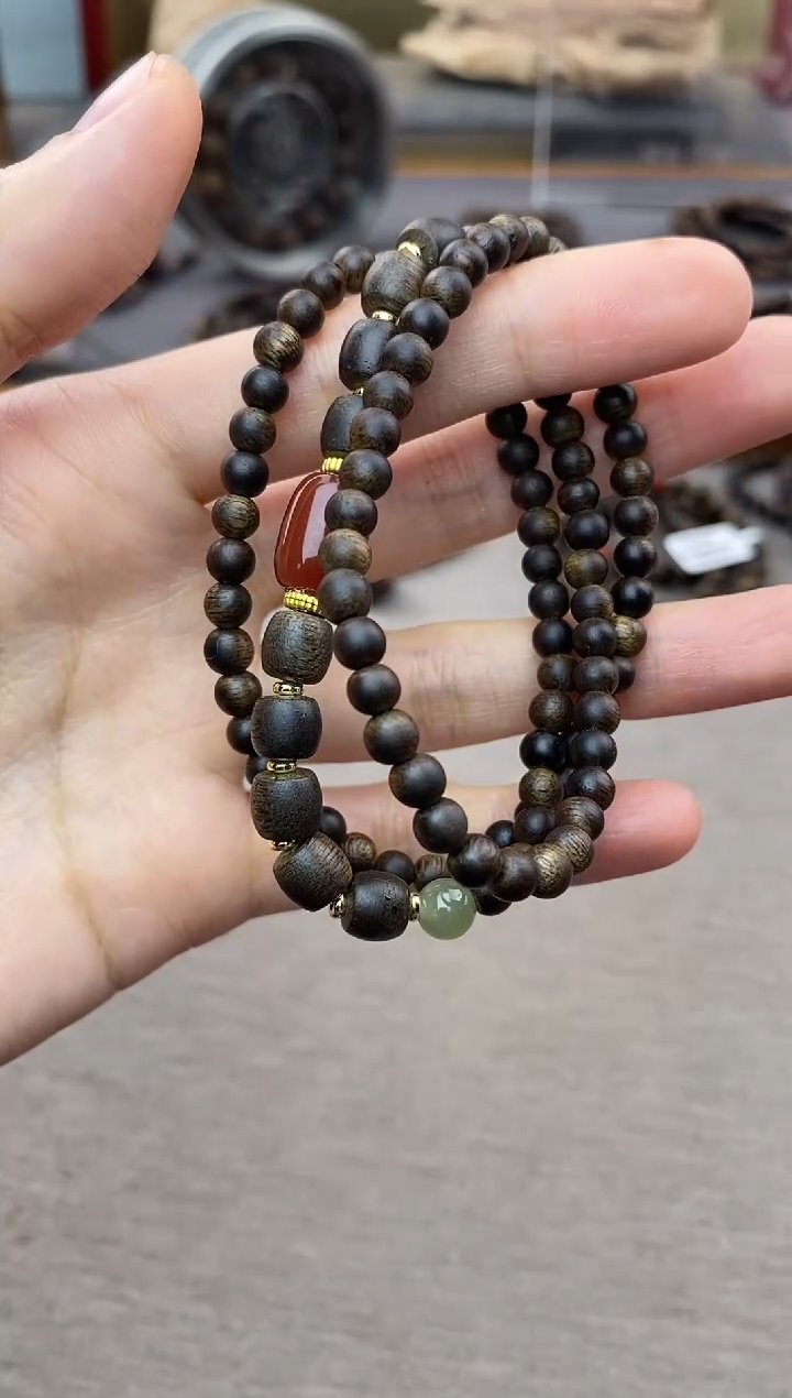 【闪购商品】沉香手串白棋04+紫棋06三圈设计款