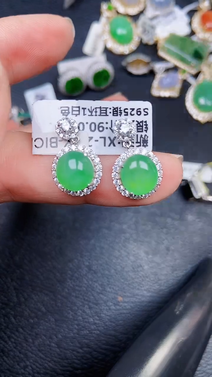颈饰银S925镶嵌翡翠0222
