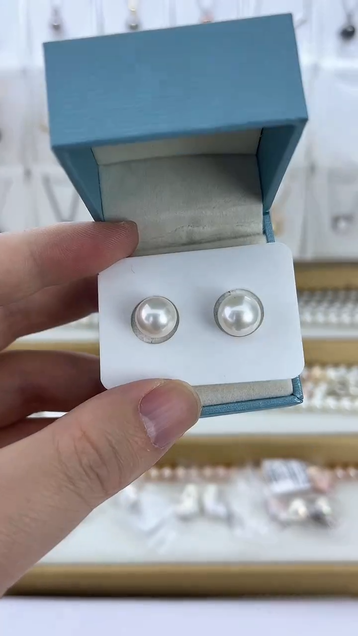 【闪购商品】淡水珍珠耳饰未镶嵌05天然极光珍珠白月光耳钉约10