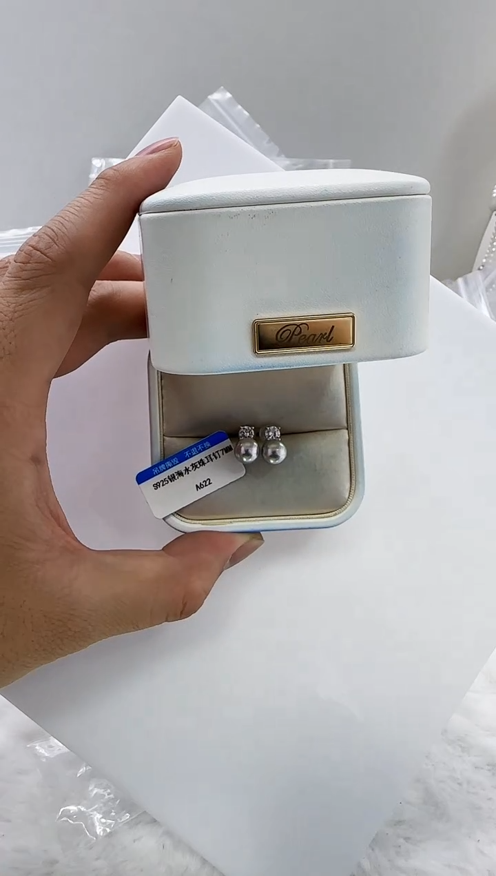 【闪购商品】海水珍珠DA银S925镶嵌a622 灰珠耳钉7
