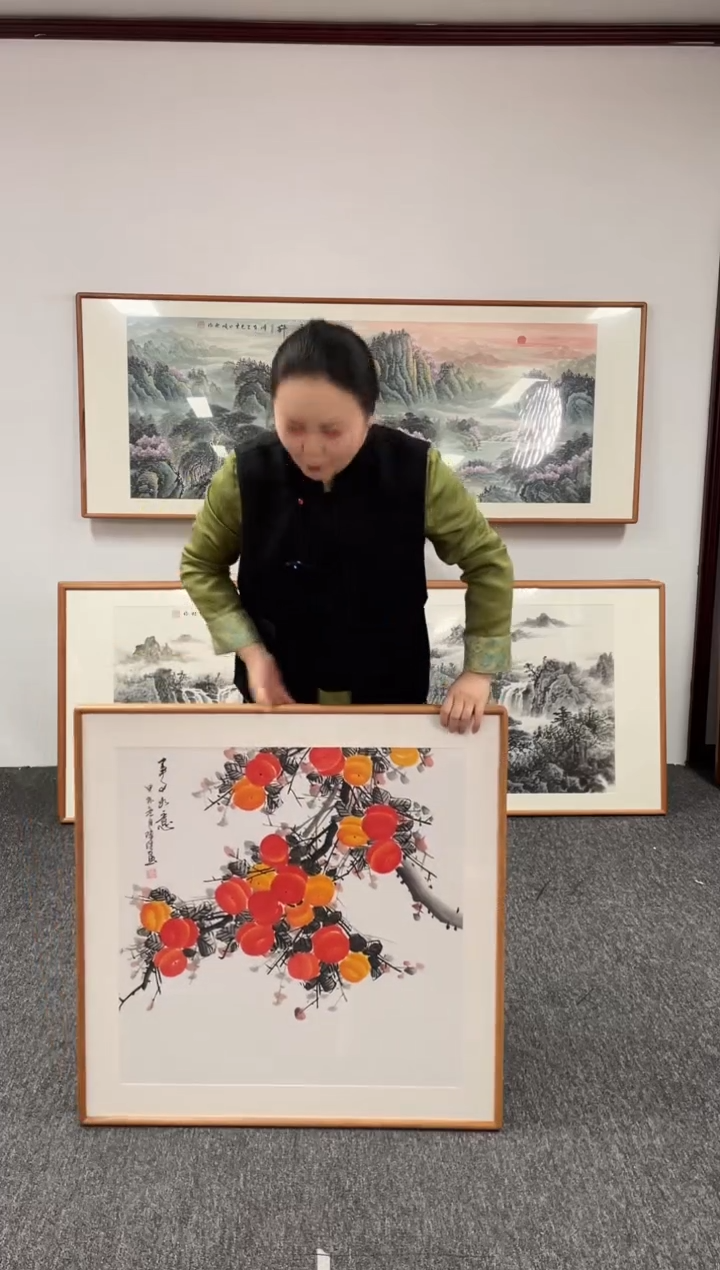 【闪购商品】国画柿子80*80绘画作品