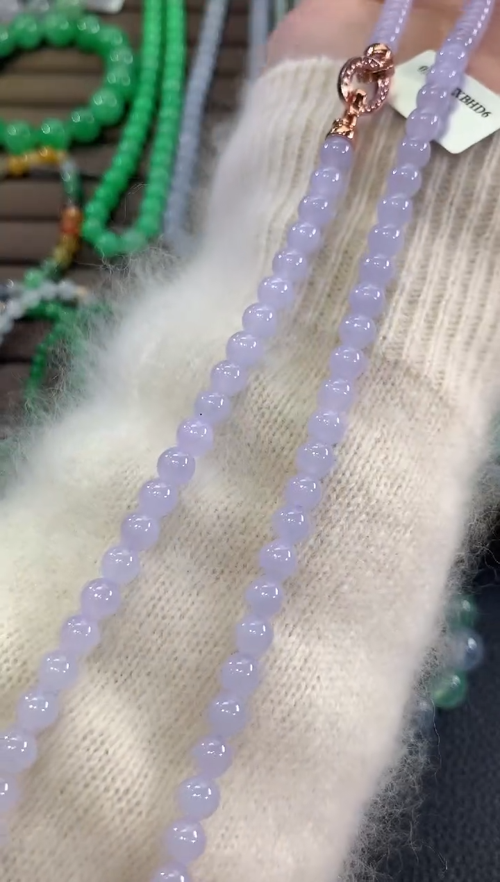 未镶嵌手串翡翠c68紫货有色差