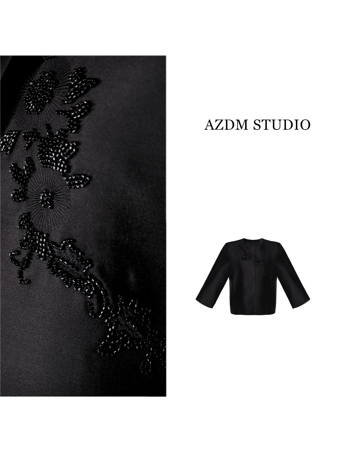[AZDM]高奢设计师款钉珠丝毛外套