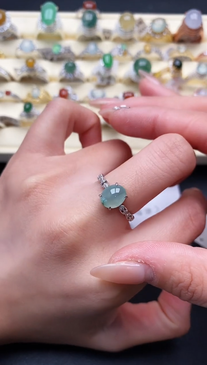 【闪购商品】翡翠戒指银S925镶嵌1111111+1