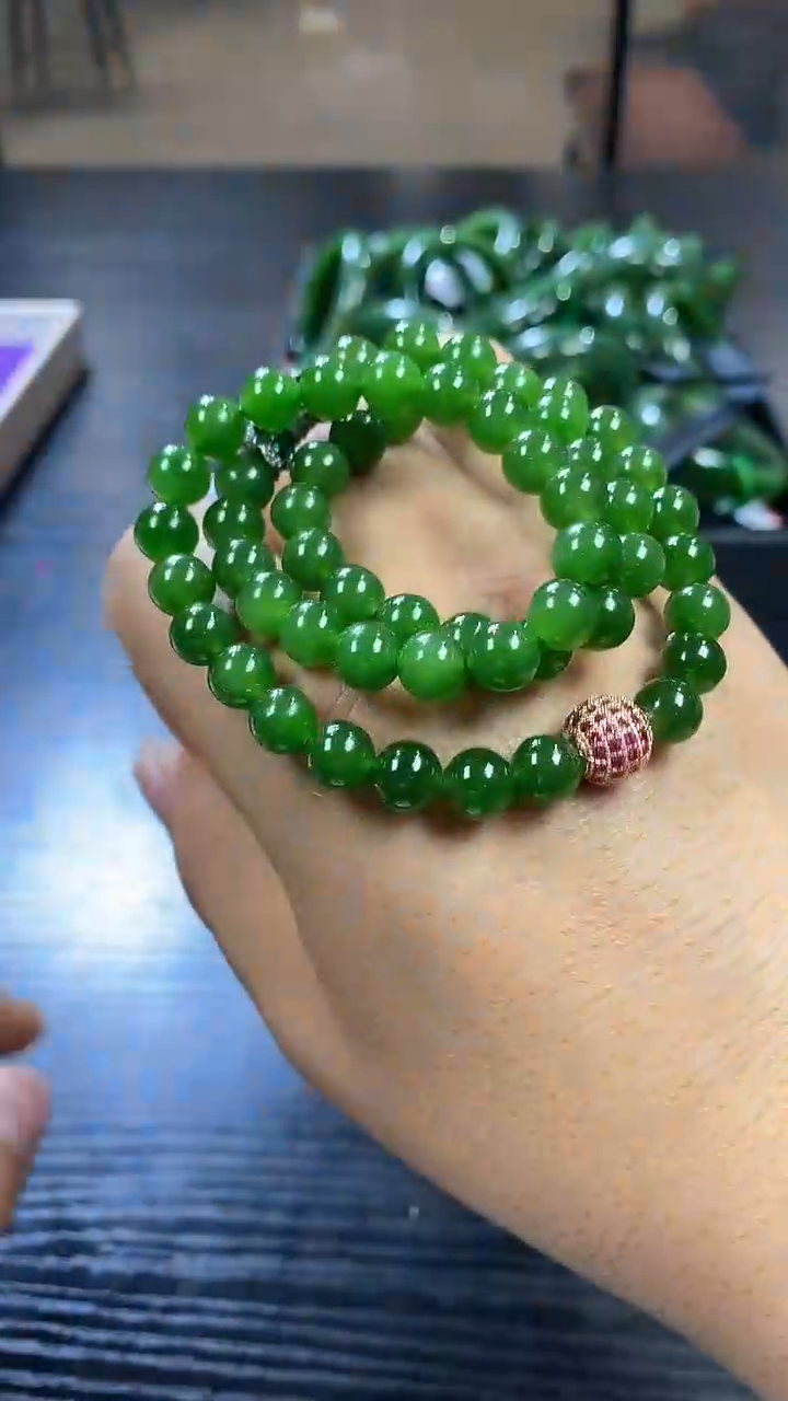 【闪购商品】和田玉碧玉妈妈链8mm未镶嵌多样性发一个