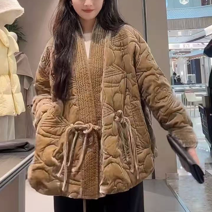 女士丝绒新国风羽绒服