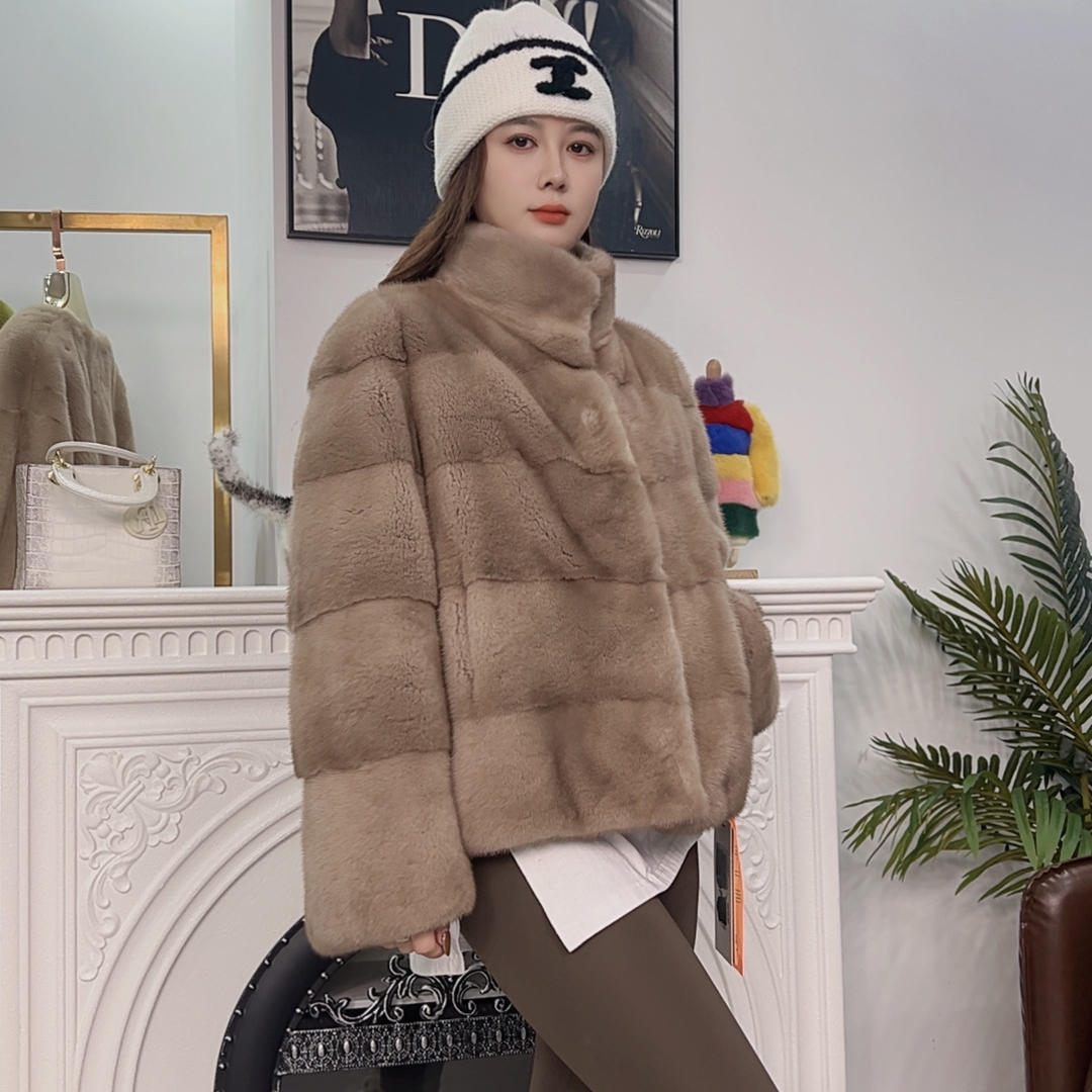 【全挖销】【工厂店】进口皇冠天鹅绒整貂皮大衣女短二小母貂皮草外套