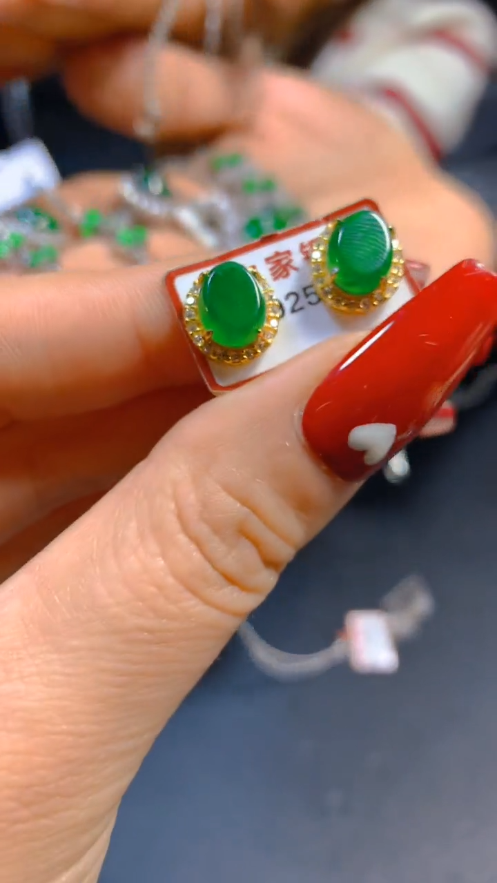 【闪购商品】翡翠耳饰银S925镶嵌0145869019多样性发一