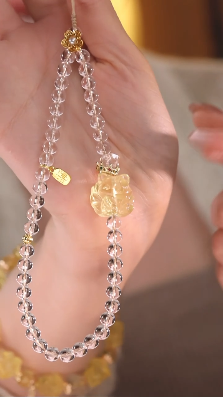 【闪购商品】水晶手机挂未镶嵌黄水晶手机挂*