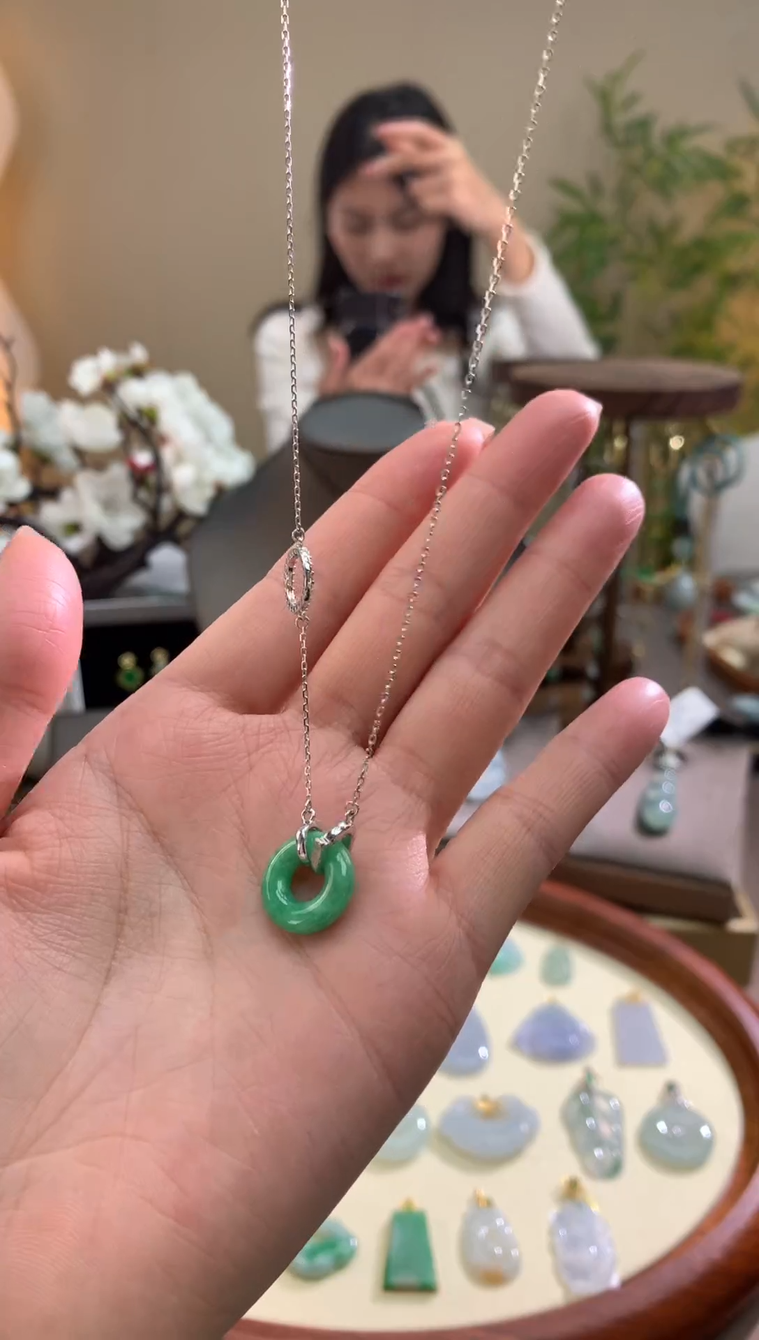 【闪购商品】翡翠颈饰银S925镶嵌路路通