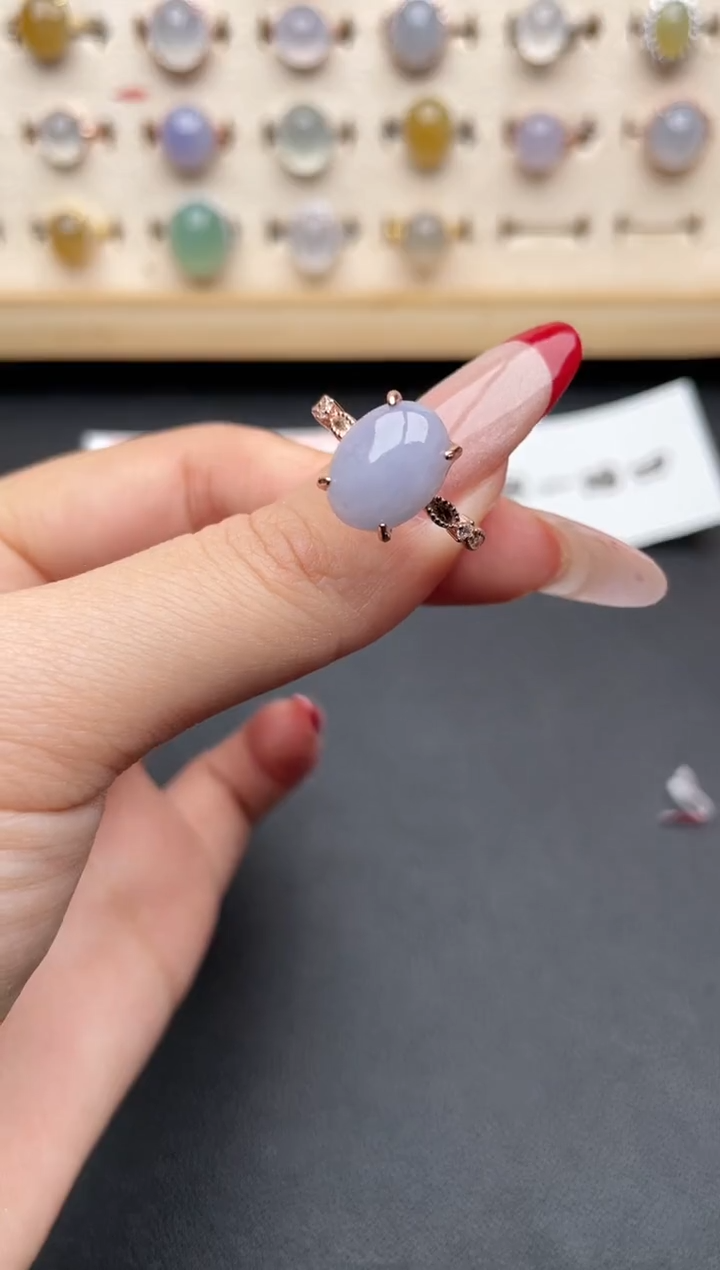 【闪购商品】翡翠戒指银S925镶嵌一物一证一礼盒