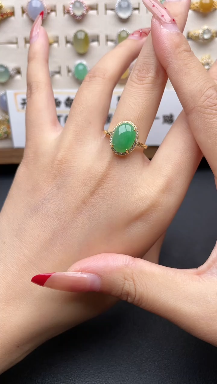 【闪购商品】翡翠戒指银S925镶嵌一物一证一礼盒