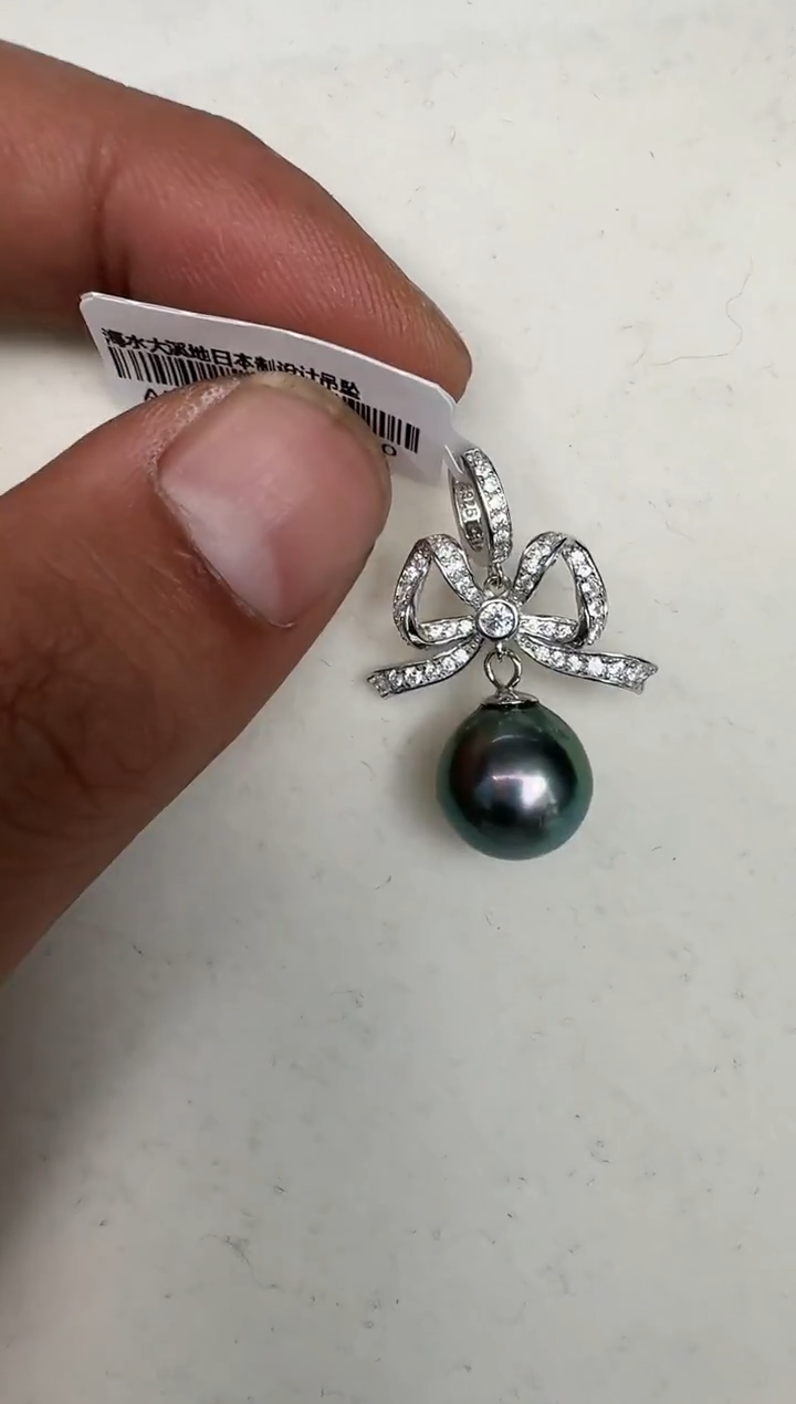 颈饰银S925镶嵌海水珍珠吊坠