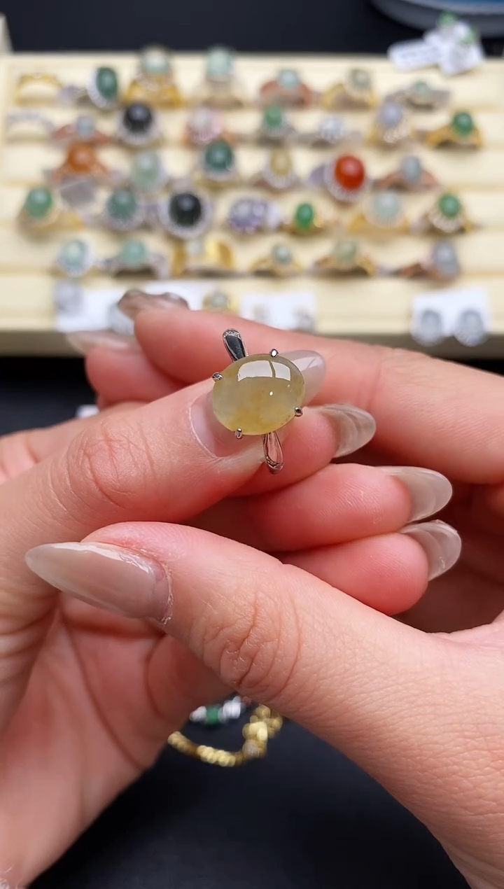 【闪购商品】翡翠戒指银S925镶嵌8888888+2