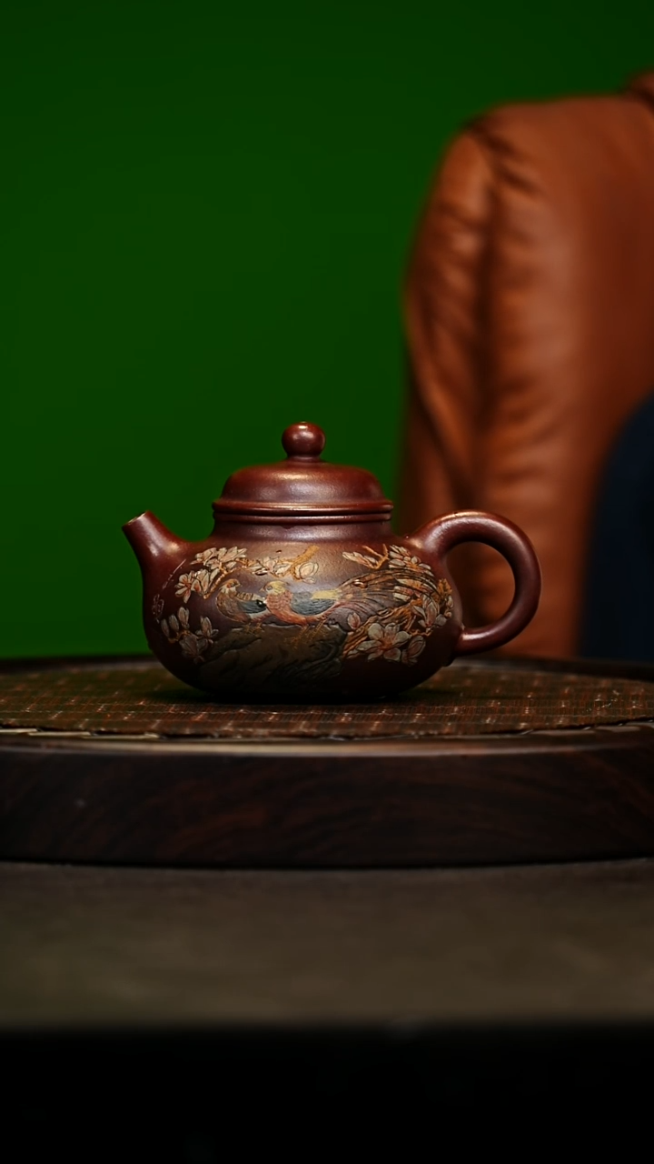 宜兴原矿高端紫砂 古乌泥红木烧320cc