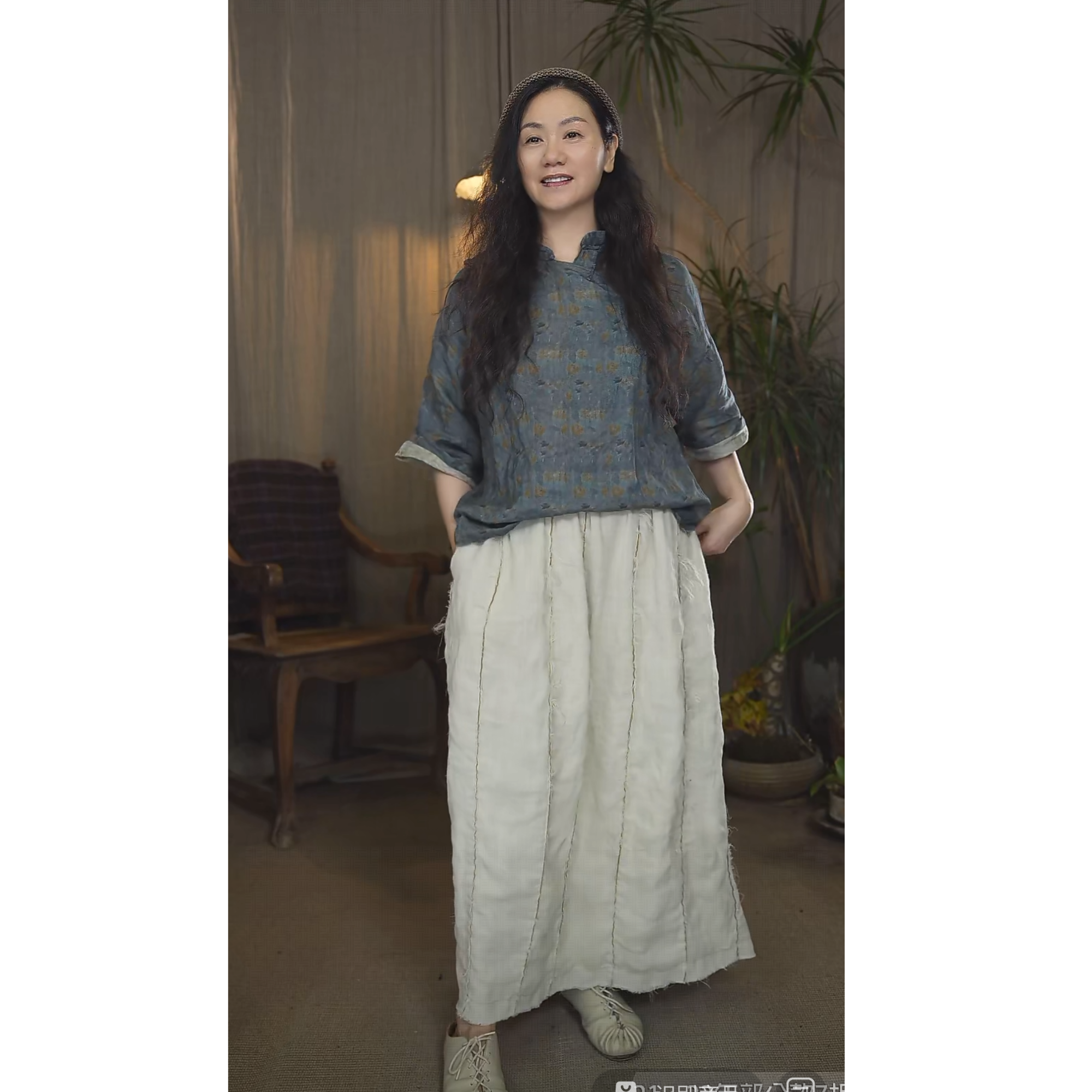 左岸迷香  果儿坊【上衣】盘扣植物染碎花上衣  Z25SST136