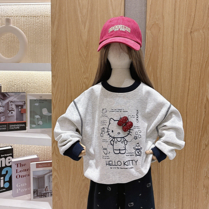 【现货】2025秋时髦洋气凯蒂立体蝴蝶结圆领女童卫衣 D783 783 M