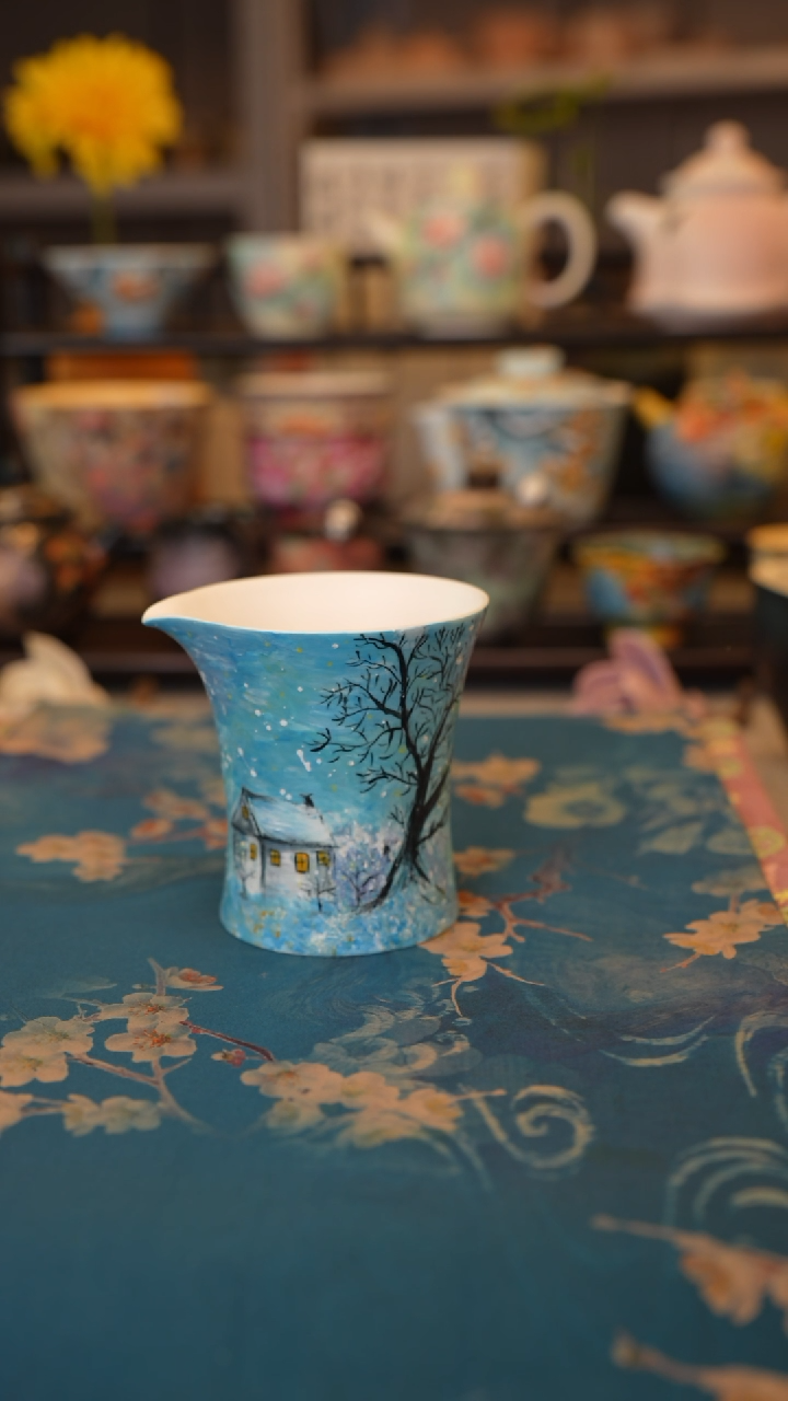 【闪购商品】手绘系列  蓝色公道杯