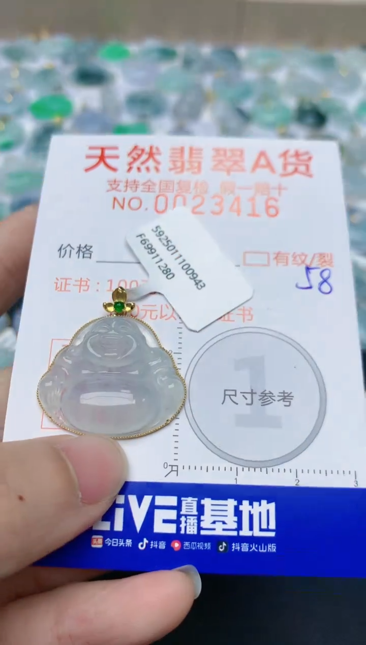 【闪购商品】翡翠颈饰18K金镶嵌天然翡翠A货    58