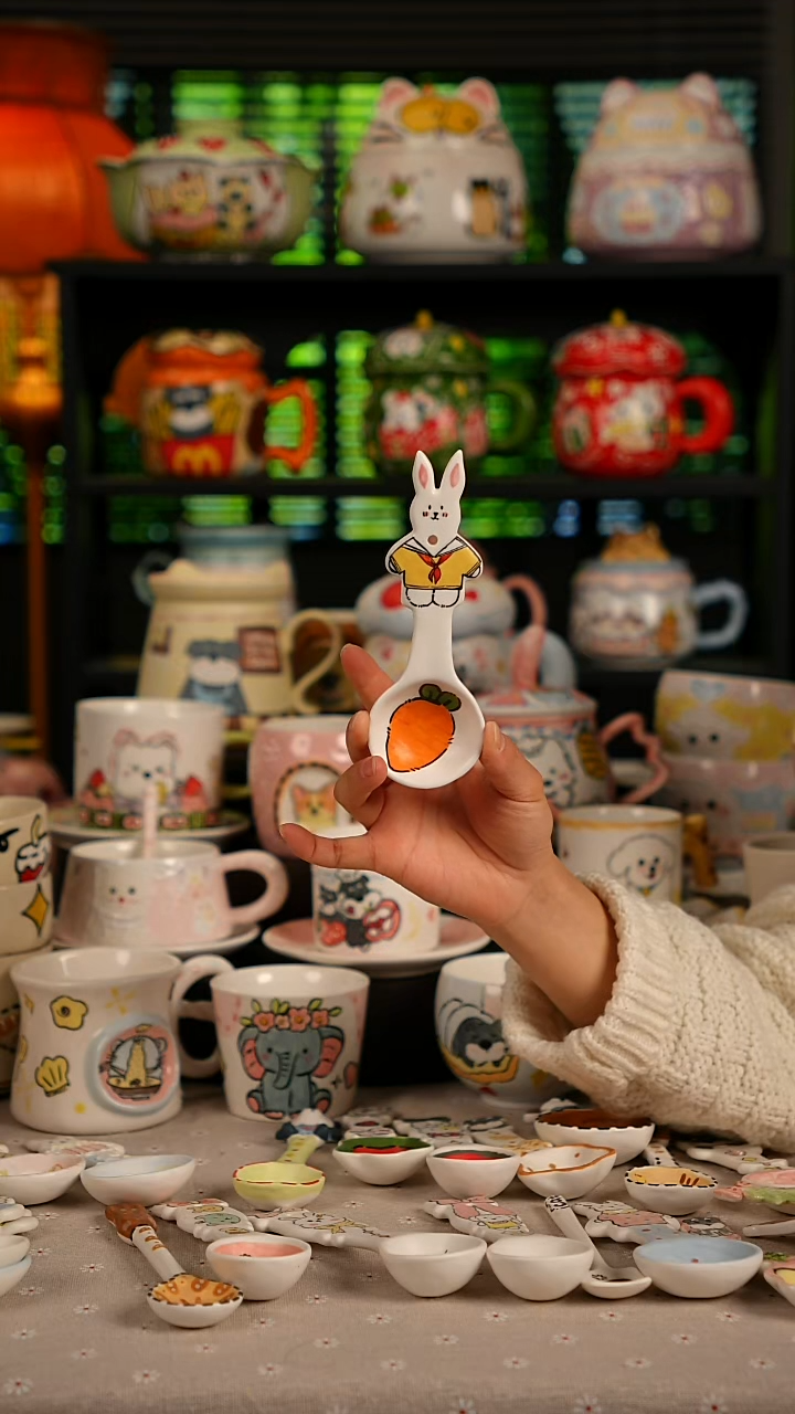 陶瓷无盖款景德镇高温釉下彩纯手绘创意瓷