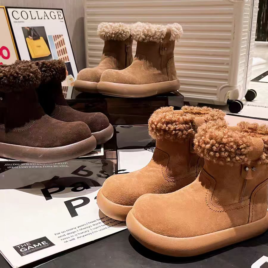 【NB】欧货毛鞋大头卡皮巴拉面包鞋勃肯鞋雪地棉靴平底鞋女鞋