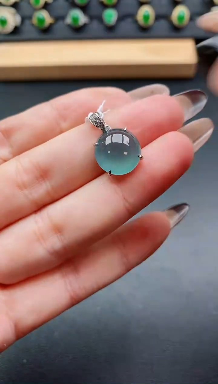 吊坠(赠链)银S925镶嵌翡翠1