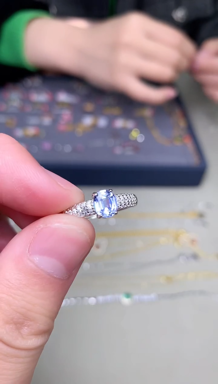 【闪购商品】蓝宝石戒指银S925镶嵌戒指