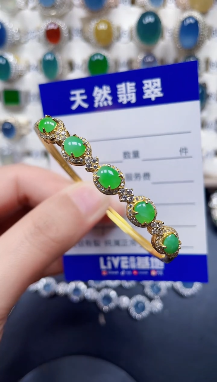 银S925镶嵌手镯翡翠267