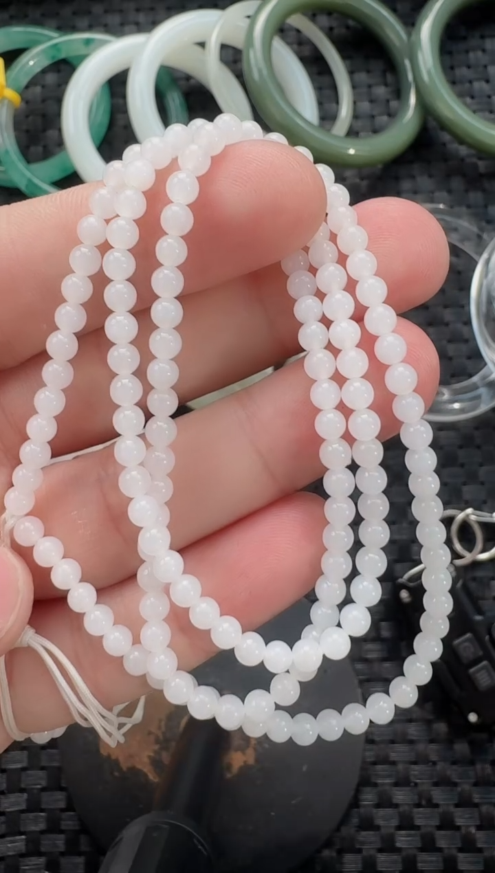 颈饰未镶嵌和田玉4mm白玉小米链（多样性发货拍一发一）