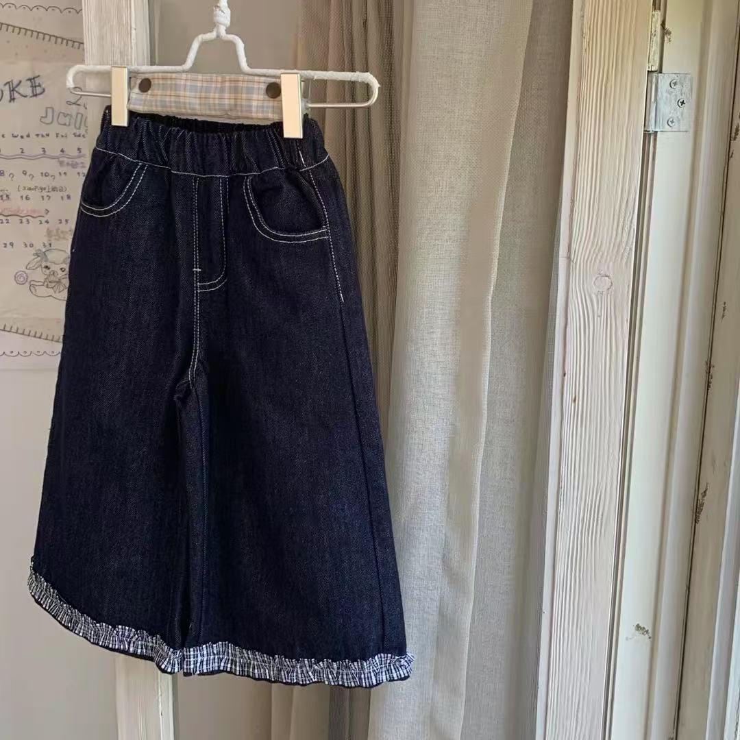 女童牛仔裤2025秋装新款儿童韩版花边直筒阔腿裤宝宝百搭休闲裤子