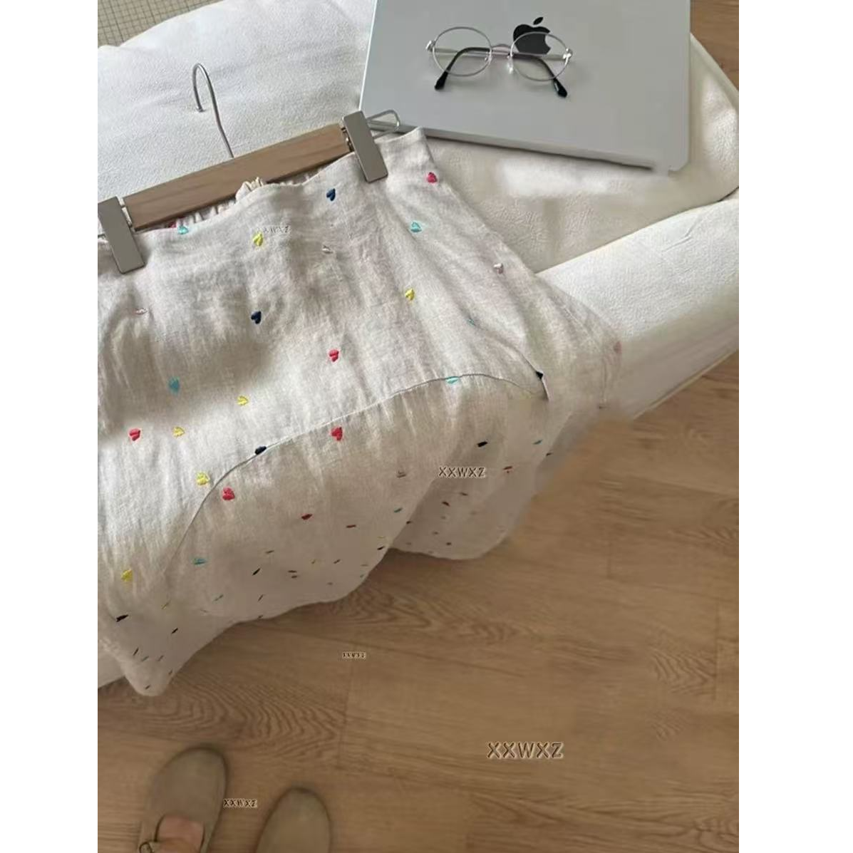 ZX6434小爱心设计半裙夏季气质森系复古休闲百搭半身裙女