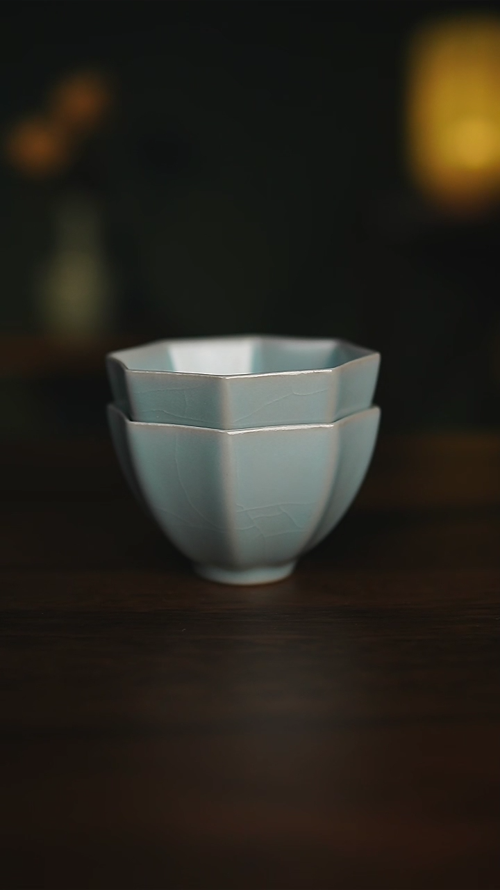 【闪购商品】仿古釉  八方杯 圈足烧