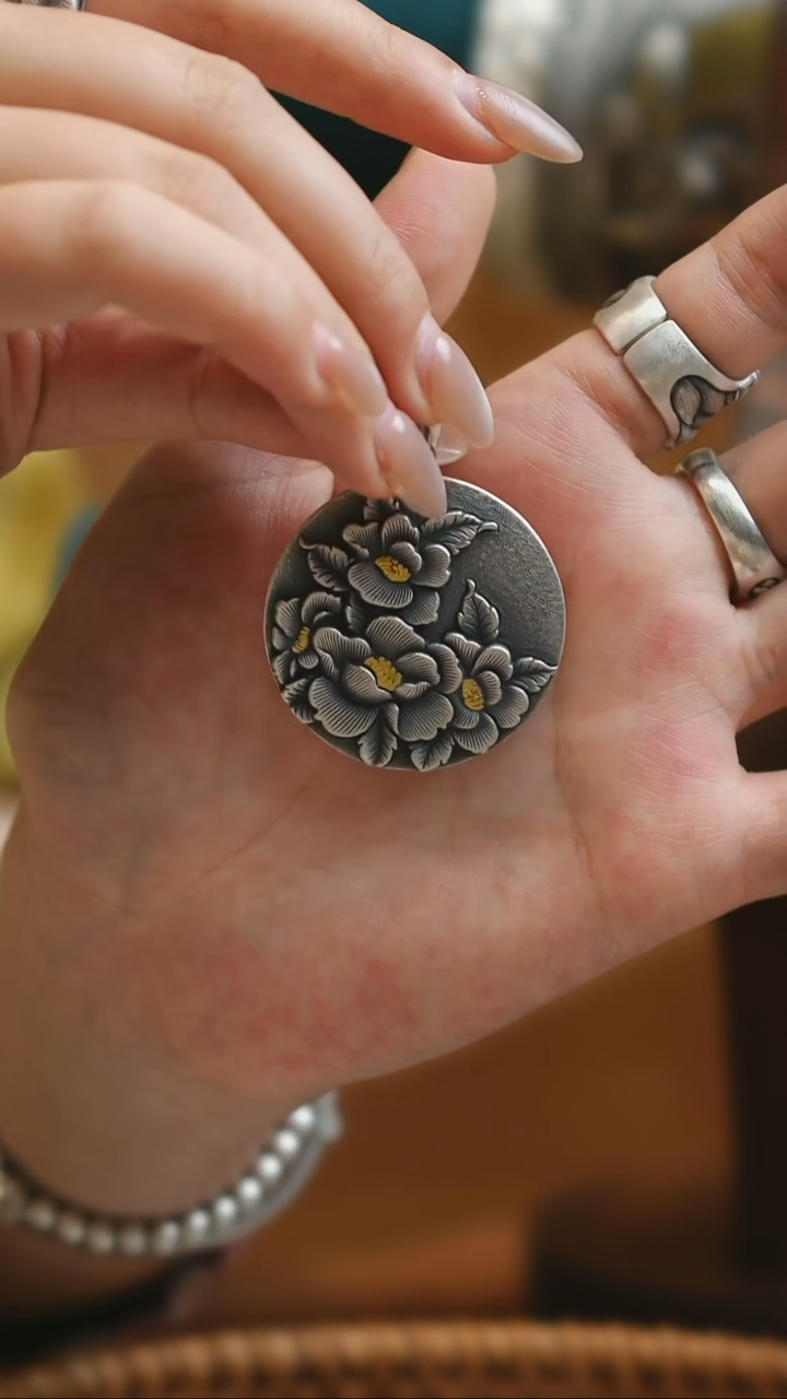 无足银茶香芬芳足银999吊坠