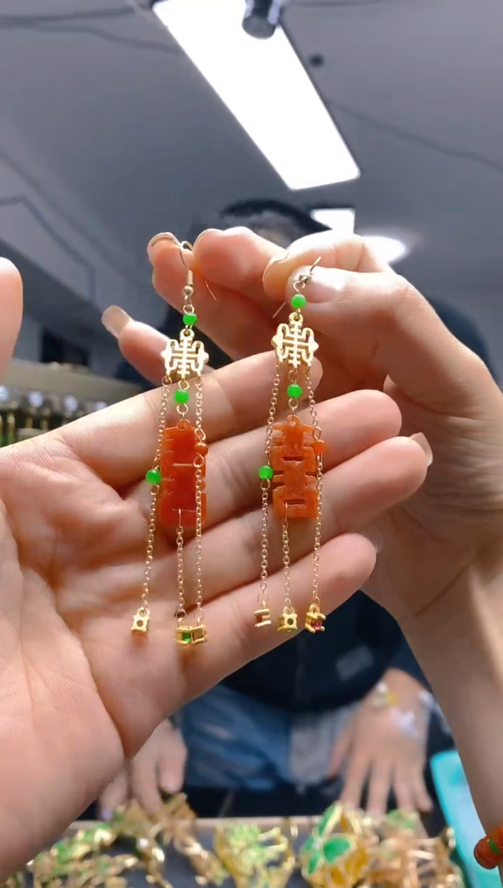 【闪购商品】翡翠耳饰合金0293翡翠耳钩