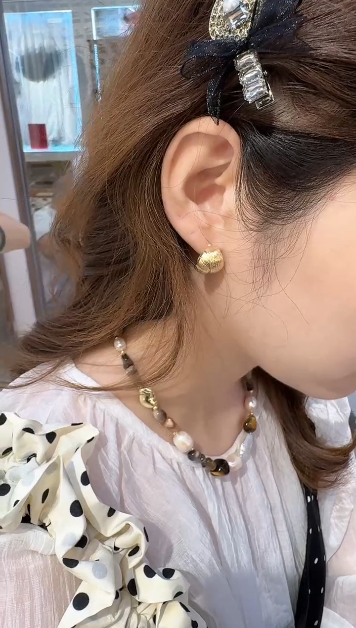 非金属无925银金色拉丝耳钉
