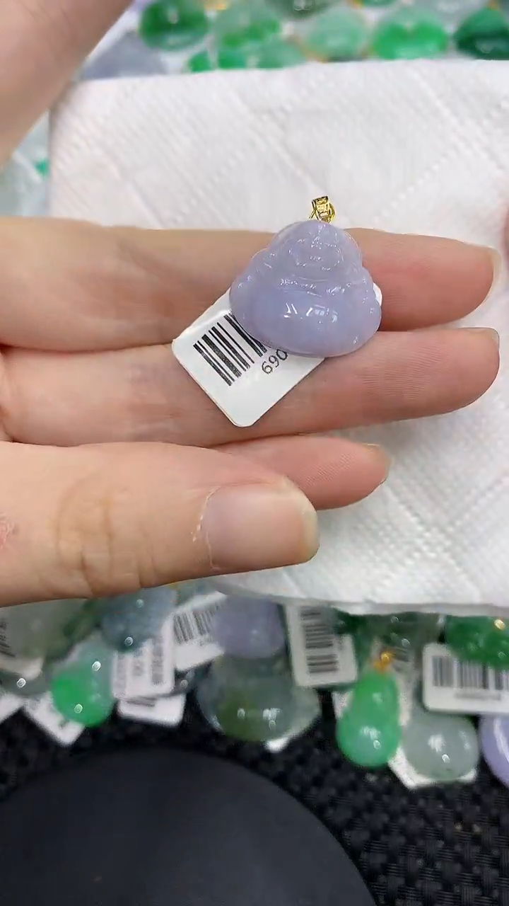 颈饰18K金镶嵌翡翠a货支持复检百元以上9元证书费自理